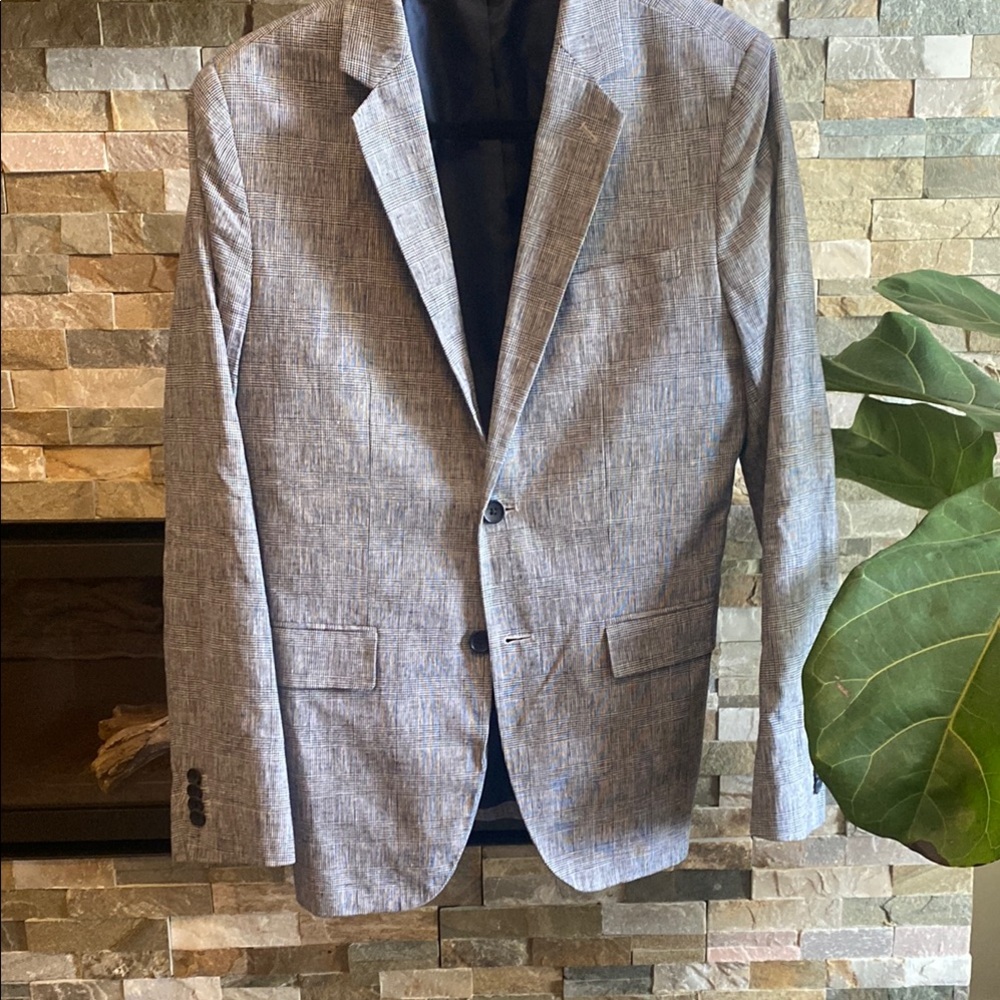 Banana Republic Gray/Blue Sport Coat Modern Tailored Slim Fit Blazer